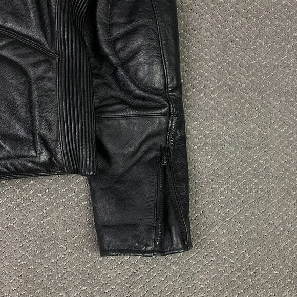 Vintage Wilsons Leather Jacket Men's 44 Black Cafe Racer Padded Motorcycle Moto - Picture 8 of 16